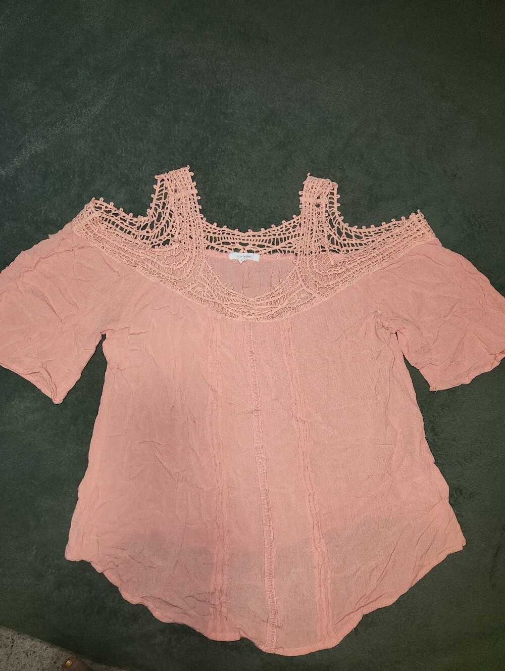 Maurices Coral Cold Shoulder Crotchet Top